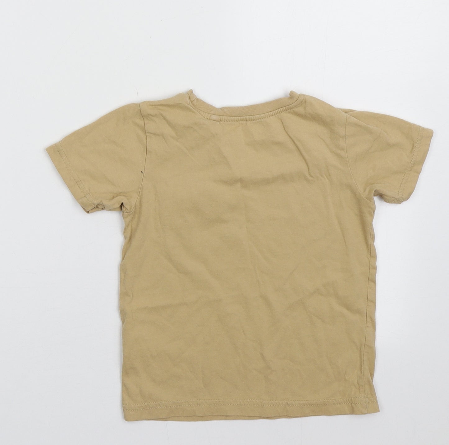 George Boys Brown  Cotton Basic T-Shirt Size 3-4 Years Crew Neck Pullover