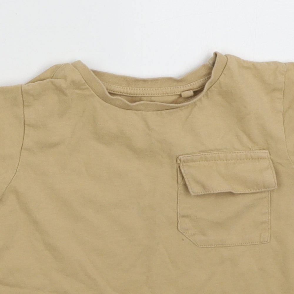 George Boys Brown  Cotton Basic T-Shirt Size 3-4 Years Crew Neck Pullover