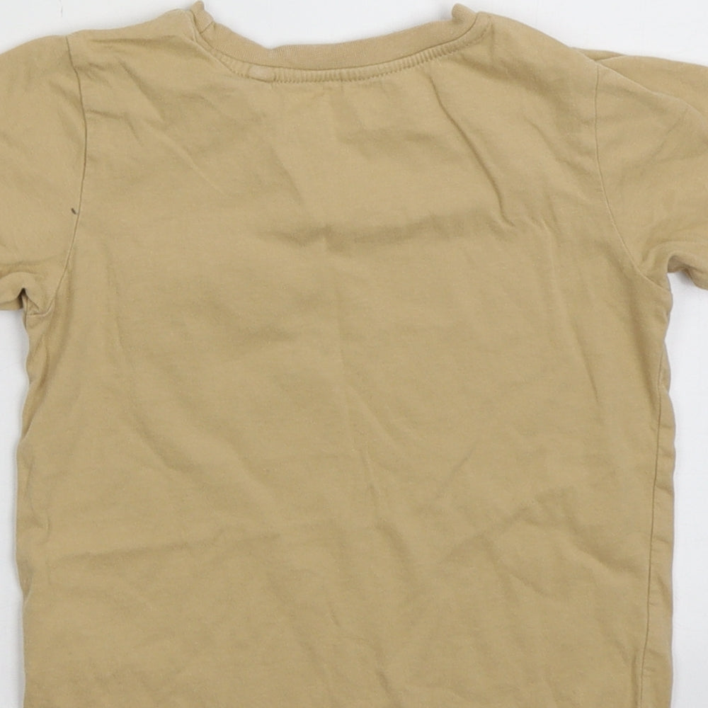 George Boys Brown  Cotton Basic T-Shirt Size 3-4 Years Crew Neck Pullover