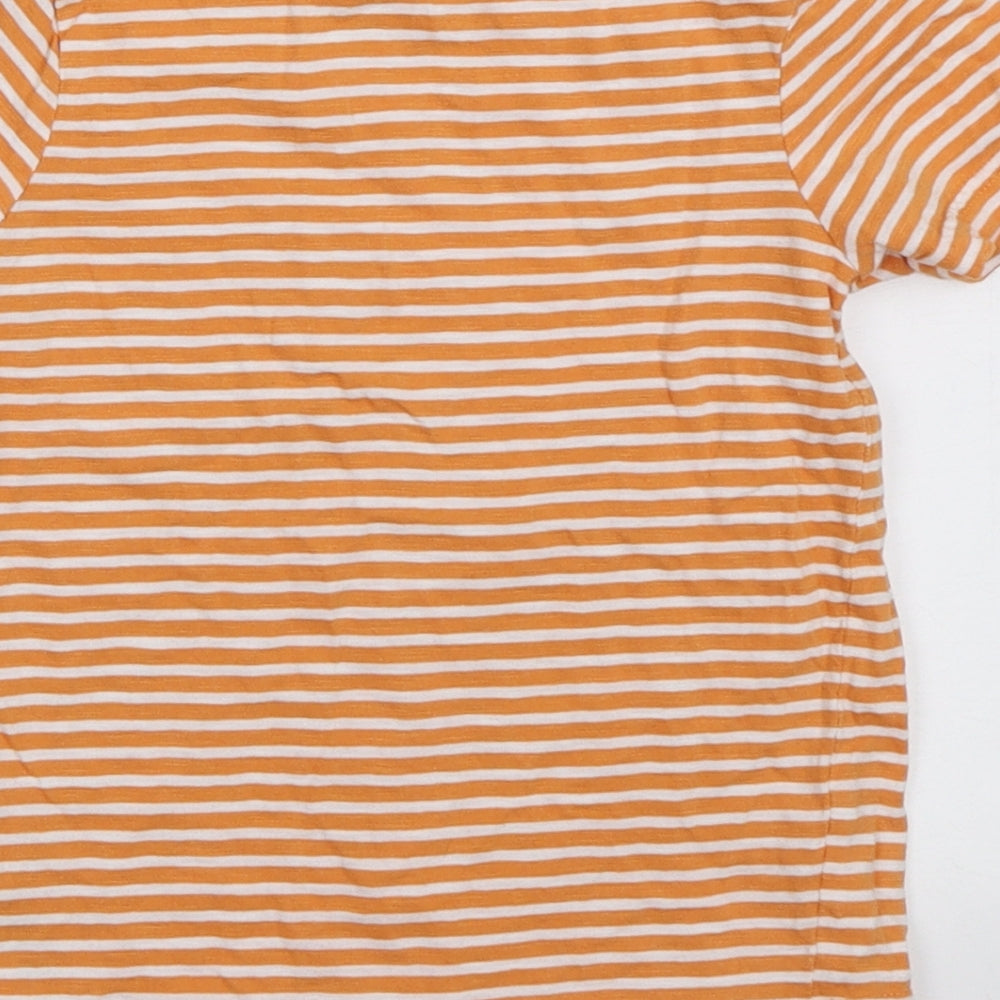 George Boys Orange Striped Cotton Basic T-Shirt Size 3-4 Years Crew Neck Pullover