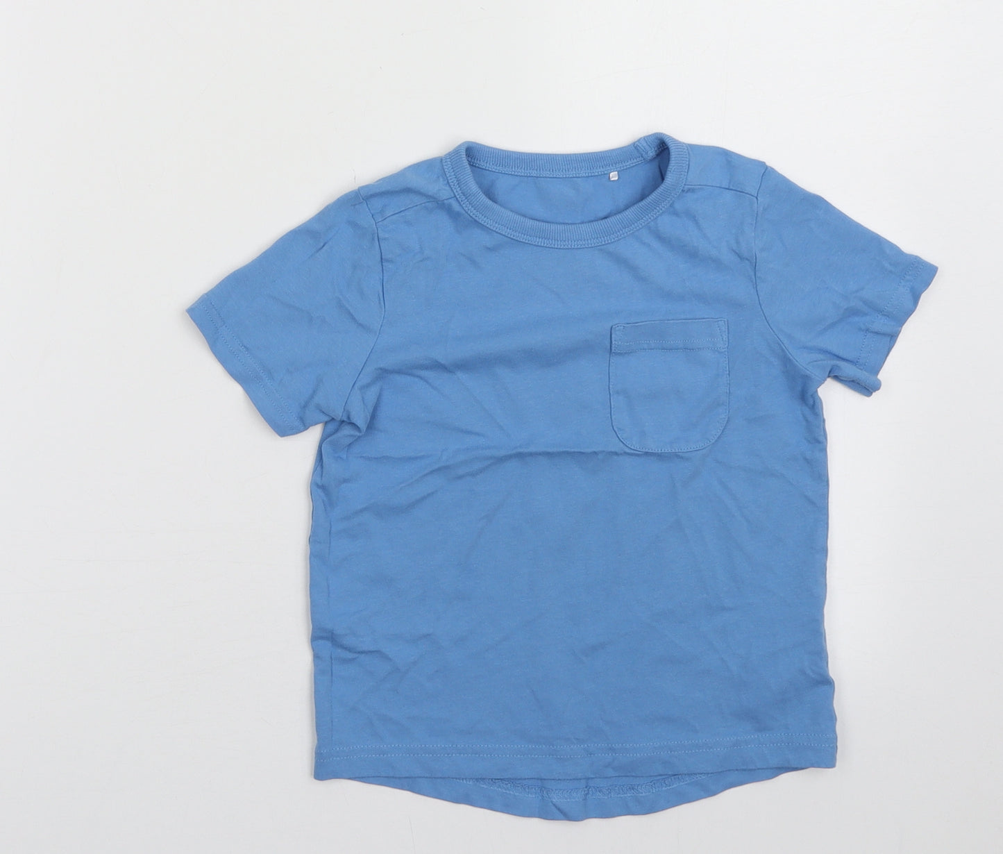 George Boys Blue  Cotton Basic T-Shirt Size 3-4 Years Crew Neck Pullover
