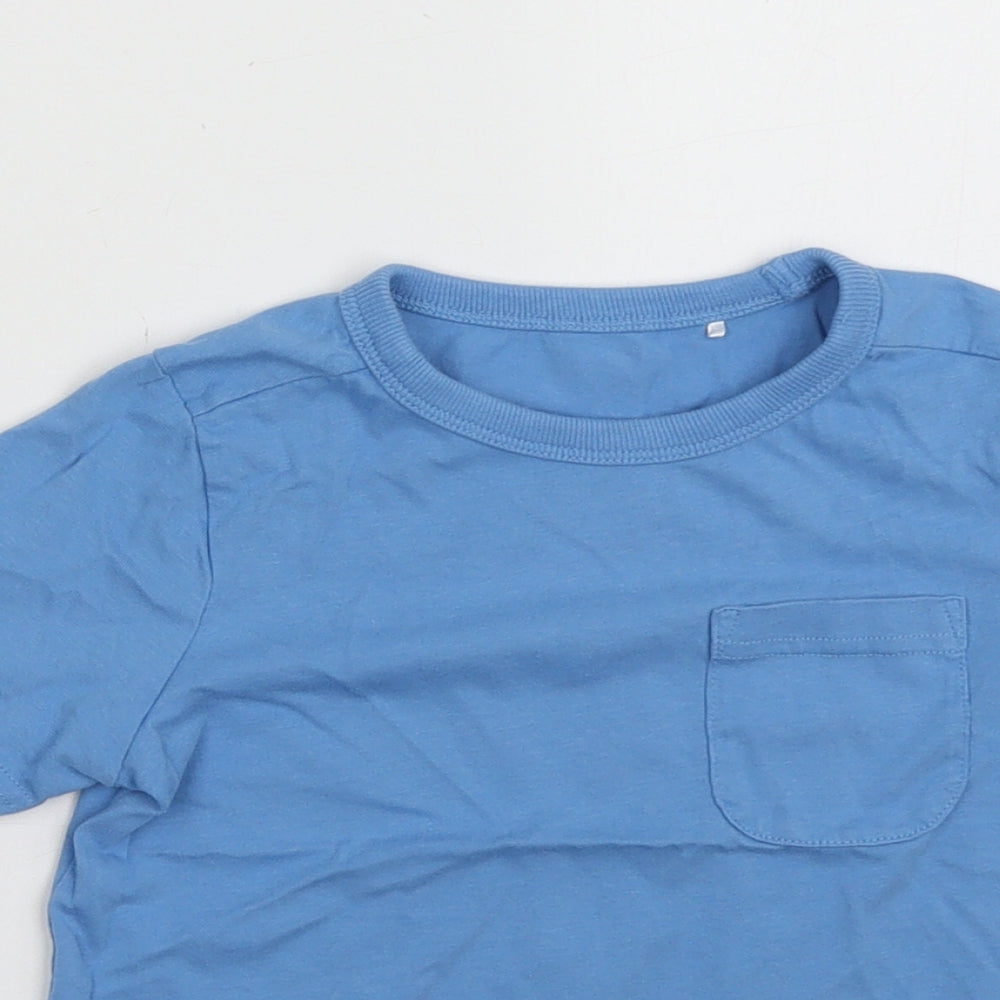 George Boys Blue  Cotton Basic T-Shirt Size 3-4 Years Crew Neck Pullover