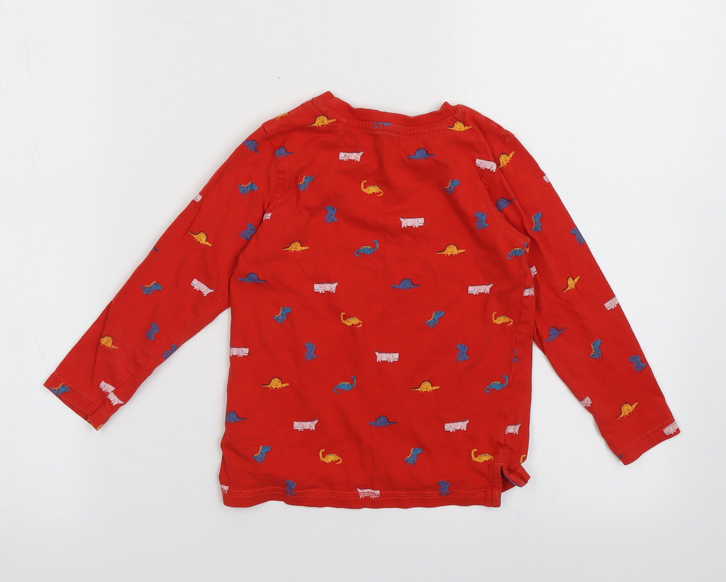 George Boys Red Geometric Cotton Basic Casual Size 3-4 Years Crew Neck Pullover - DInosaur