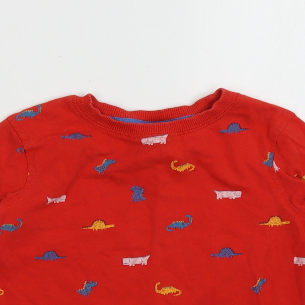 George Boys Red Geometric Cotton Basic Casual Size 3-4 Years Crew Neck Pullover - DInosaur