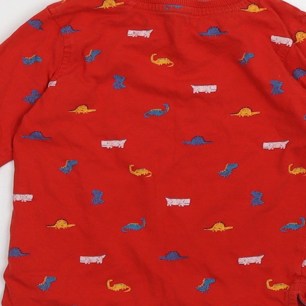 George Boys Red Geometric Cotton Basic Casual Size 3-4 Years Crew Neck Pullover - DInosaur