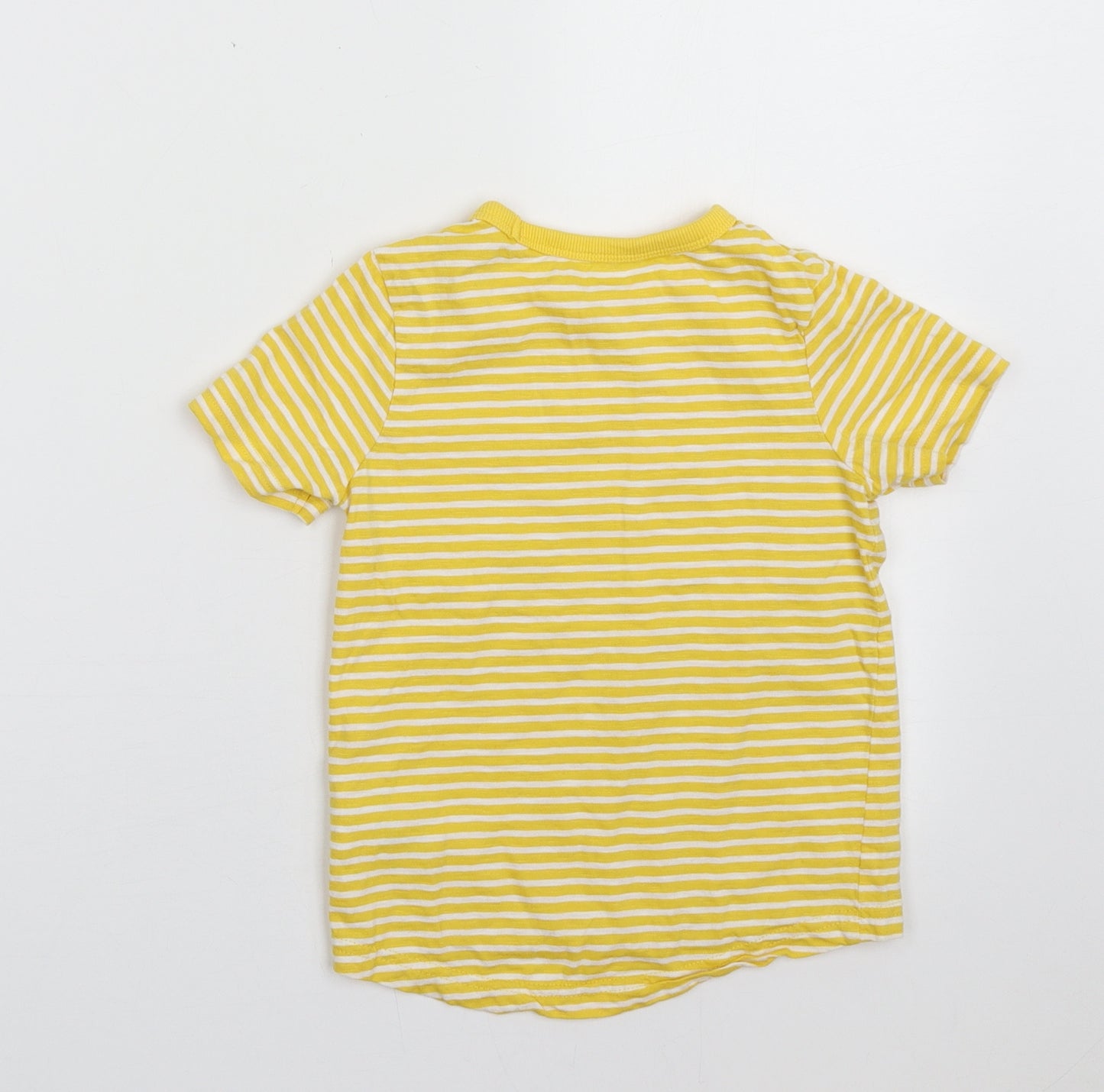 George Boys Yellow Striped Cotton Basic T-Shirt Size 3-4 Years Crew Neck Pullover
