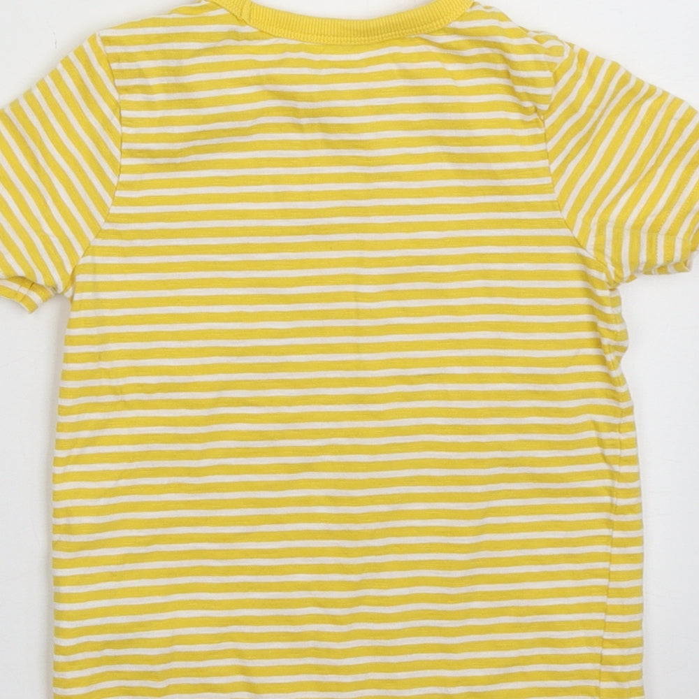 George Boys Yellow Striped Cotton Basic T-Shirt Size 3-4 Years Crew Neck Pullover