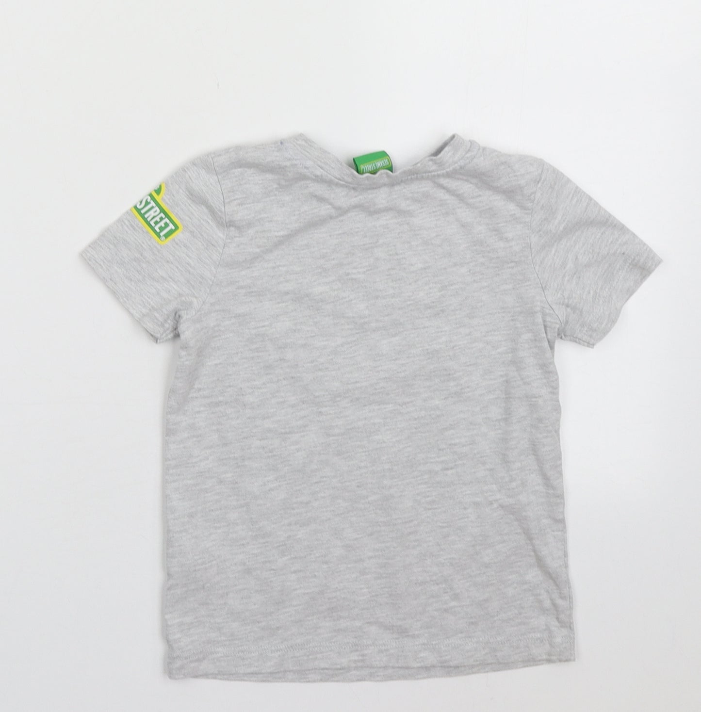 George Boys Grey  Cotton Basic T-Shirt Size 2-3 Years Crew Neck Pullover - cookie & elmo