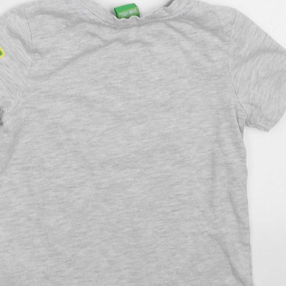 George Boys Grey  Cotton Basic T-Shirt Size 2-3 Years Crew Neck Pullover - cookie & elmo
