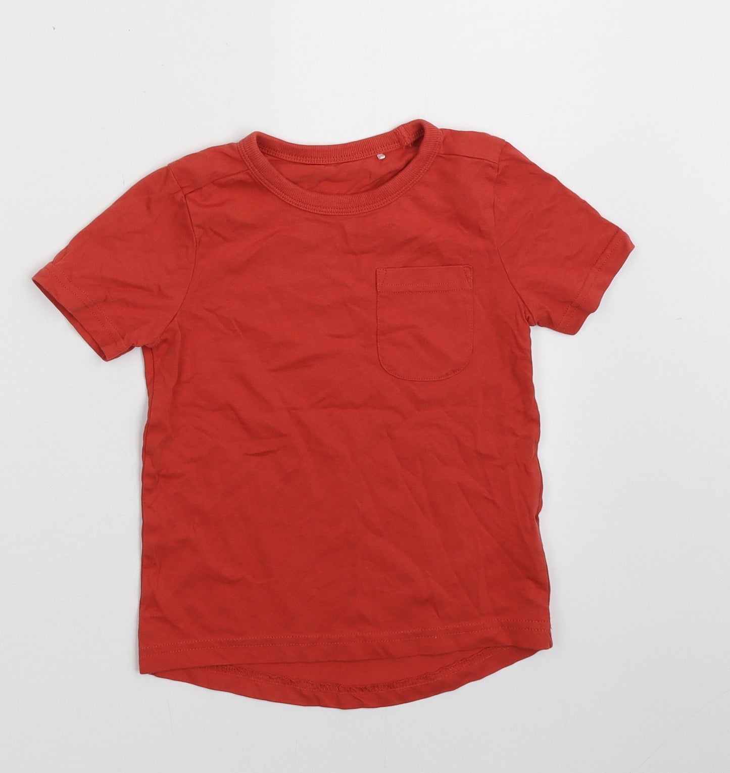 George Boys Red  Cotton Basic T-Shirt Size 3-4 Years Crew Neck Pullover