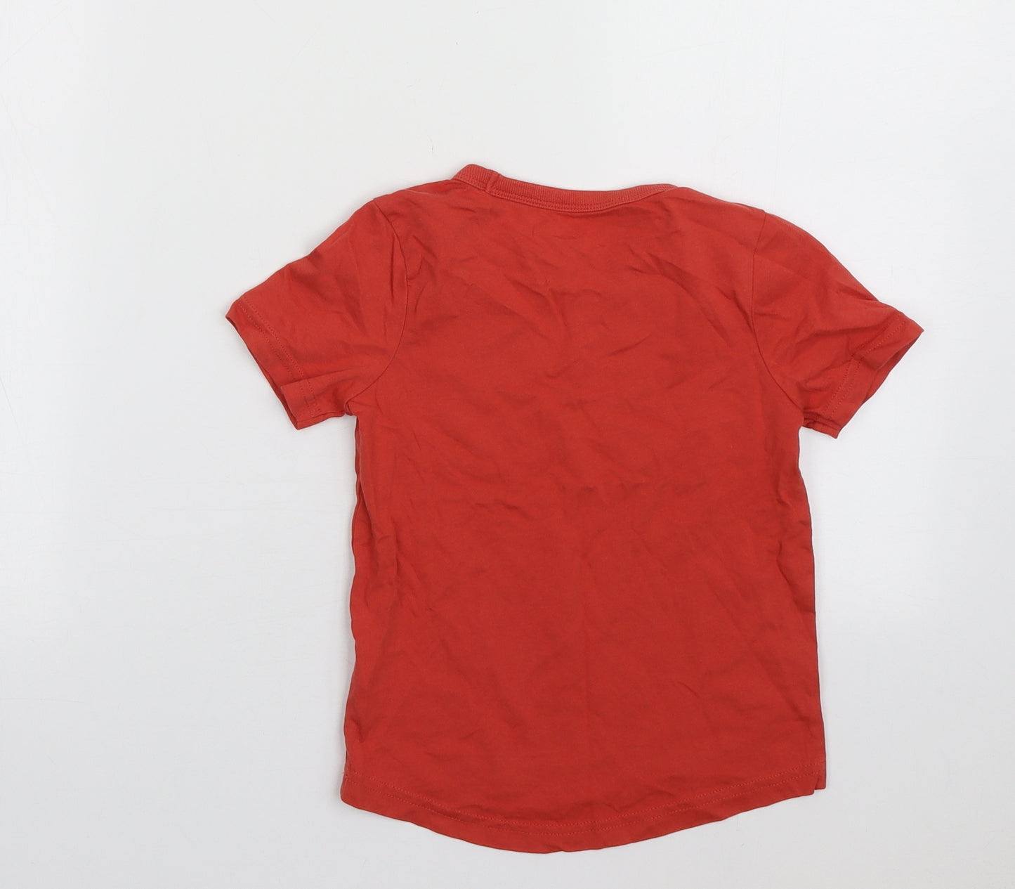 George Boys Red  Cotton Basic T-Shirt Size 3-4 Years Crew Neck Pullover