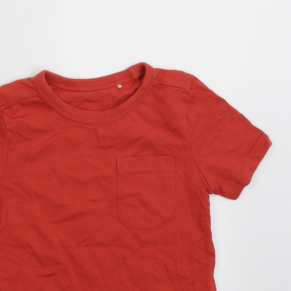 George Boys Red  Cotton Basic T-Shirt Size 3-4 Years Crew Neck Pullover