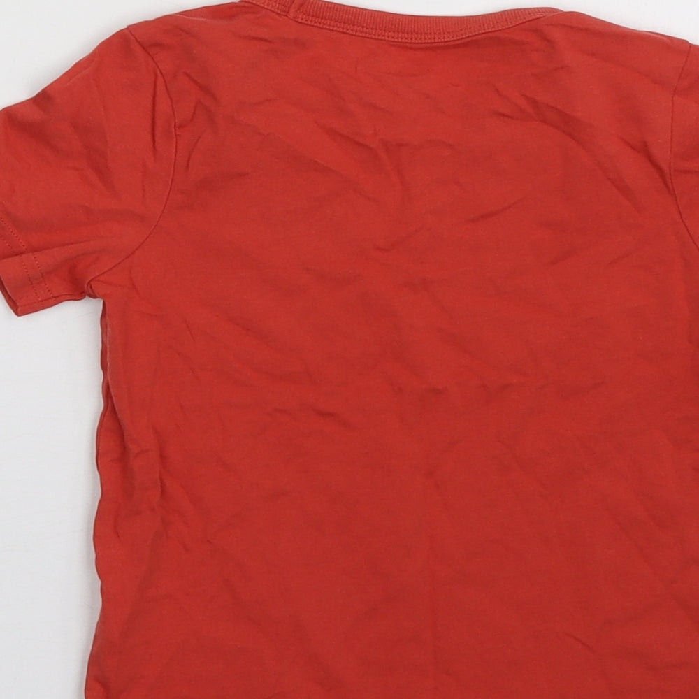 George Boys Red  Cotton Basic T-Shirt Size 3-4 Years Crew Neck Pullover