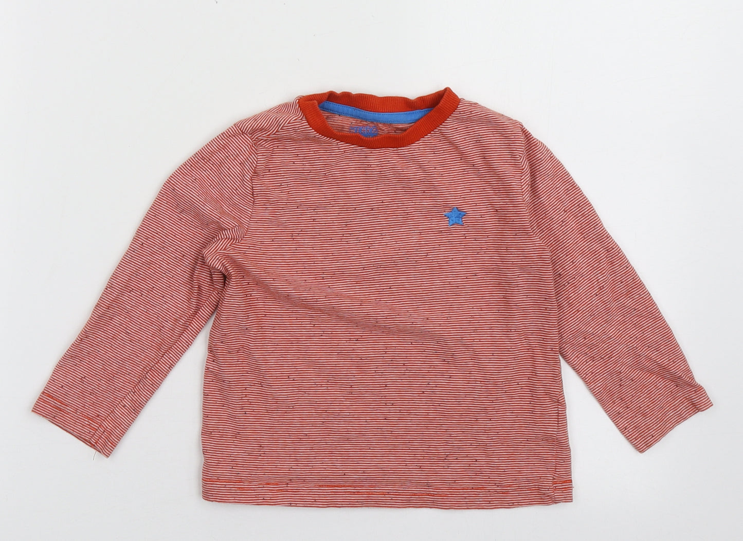 F&F Boys Red Striped Cotton Basic Casual Size 3-4 Years Crew Neck Pullover