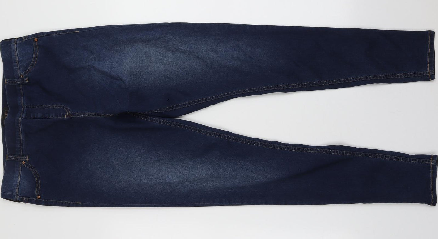 F&F Womens Blue  Cotton Jogger Trousers Size 12 L32 in Regular