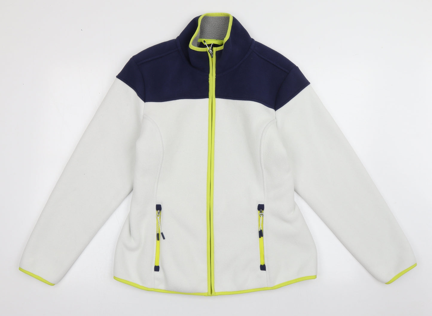 Marks and Spencer Womens White  Polyester Full Zip Sweatshirt Size 14  Zip