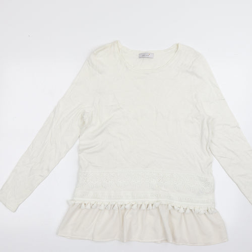 Marks and Spencer Womens White Crew Neck  Viscose Pullover Jumper Size 14