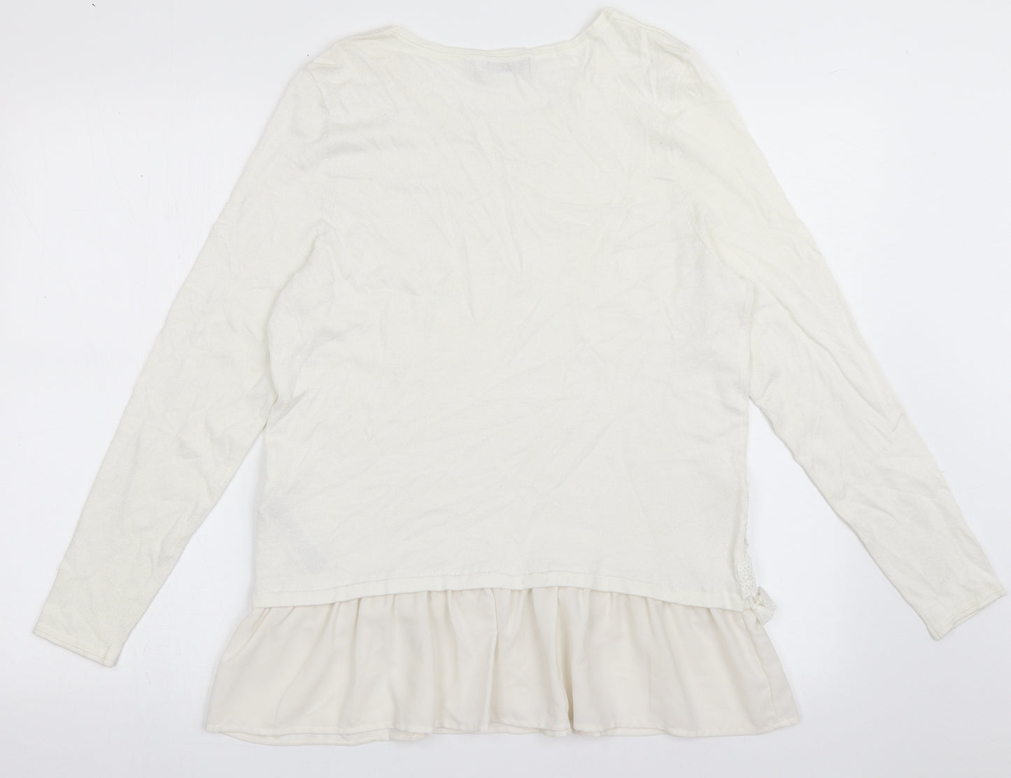 Marks and Spencer Womens White Crew Neck  Viscose Pullover Jumper Size 14