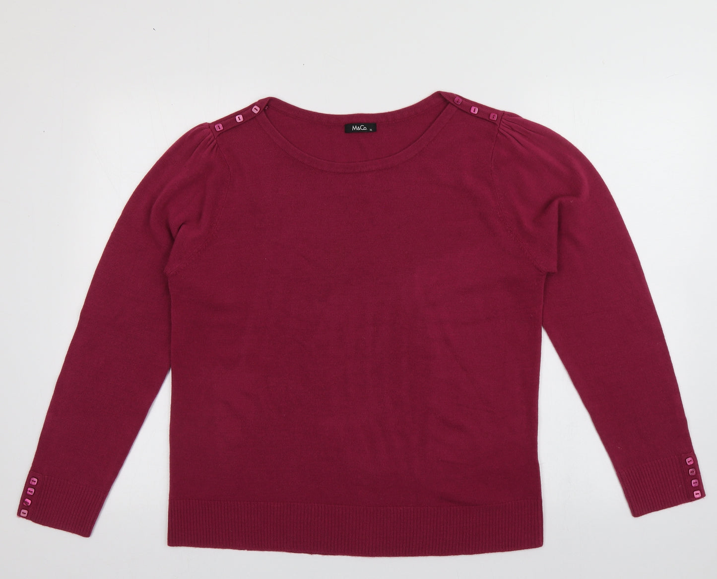 M&Co Womens Purple Boat Neck  Acrylic Pullover Jumper Size XL