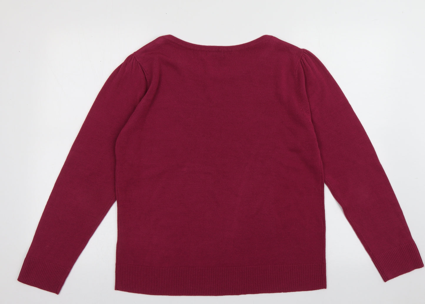 M&Co Womens Purple Boat Neck  Acrylic Pullover Jumper Size XL