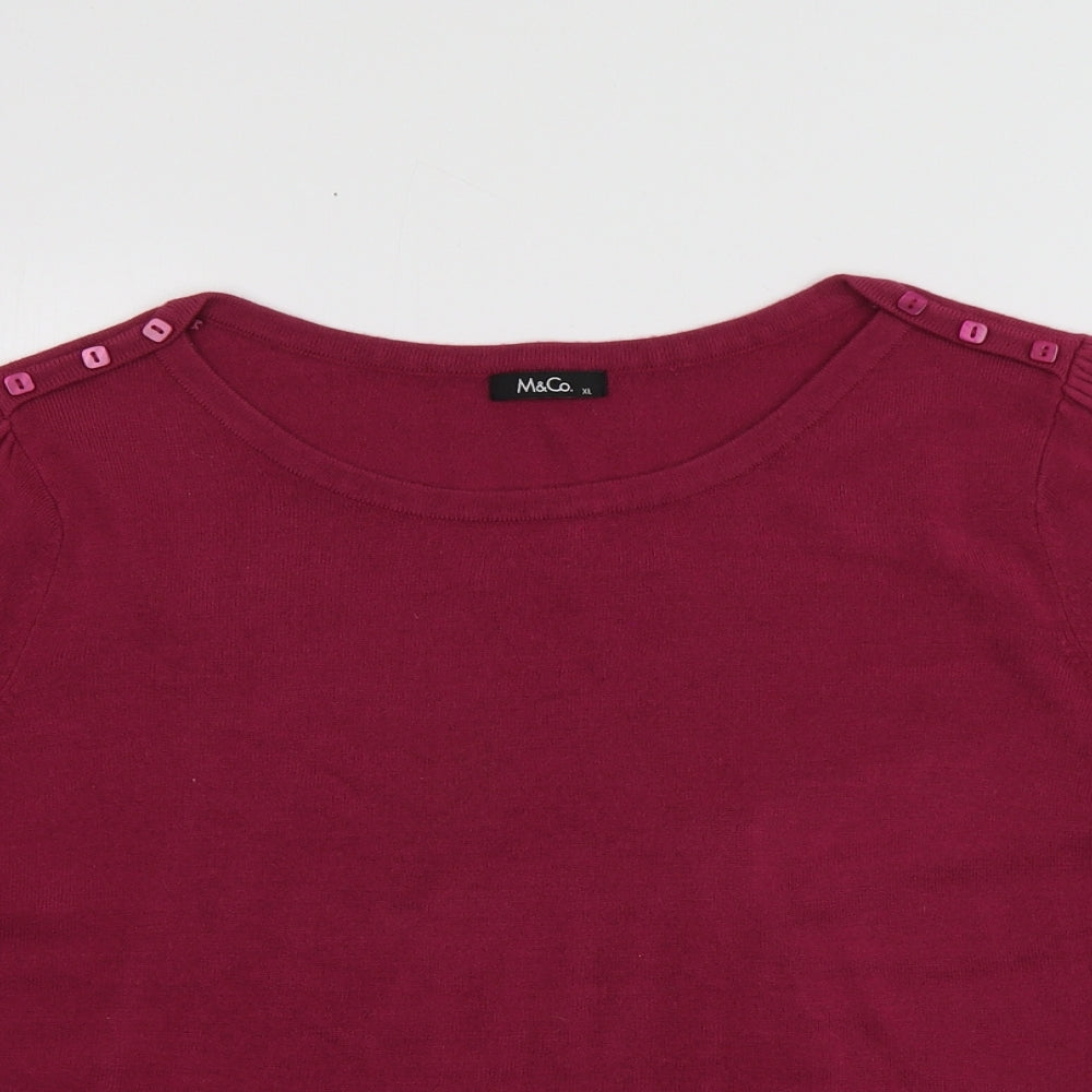 M&Co Womens Purple Boat Neck  Acrylic Pullover Jumper Size XL