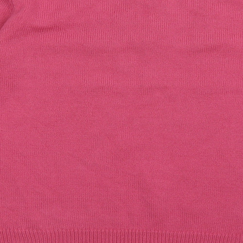 Preworn Womens Pink V-Neck Fair Isle Acrylic Pullover Jumper Size 14