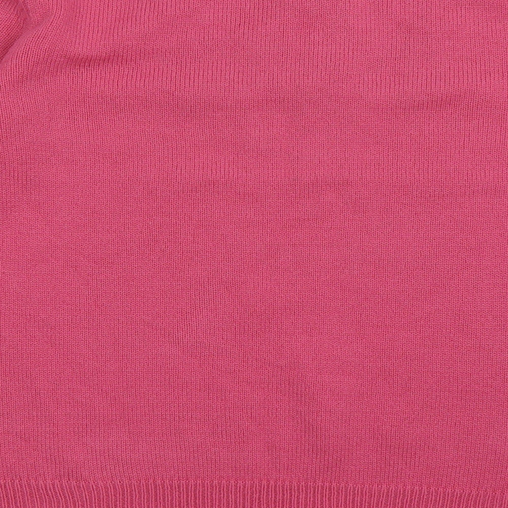 Preworn Womens Pink V-Neck Fair Isle Acrylic Pullover Jumper Size 14