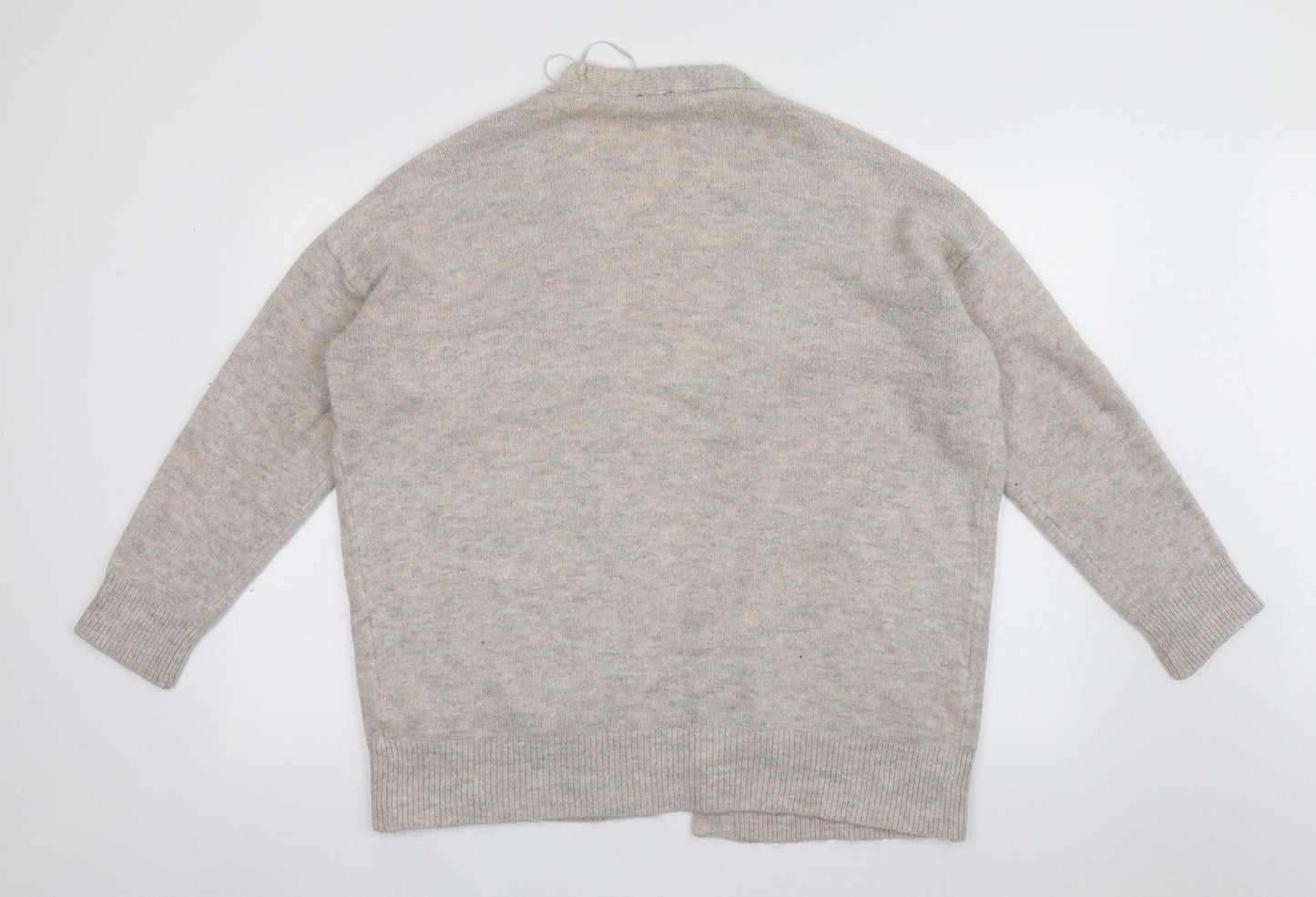 New Look Womens Beige V-Neck  Acrylic Cardigan Jumper Size M