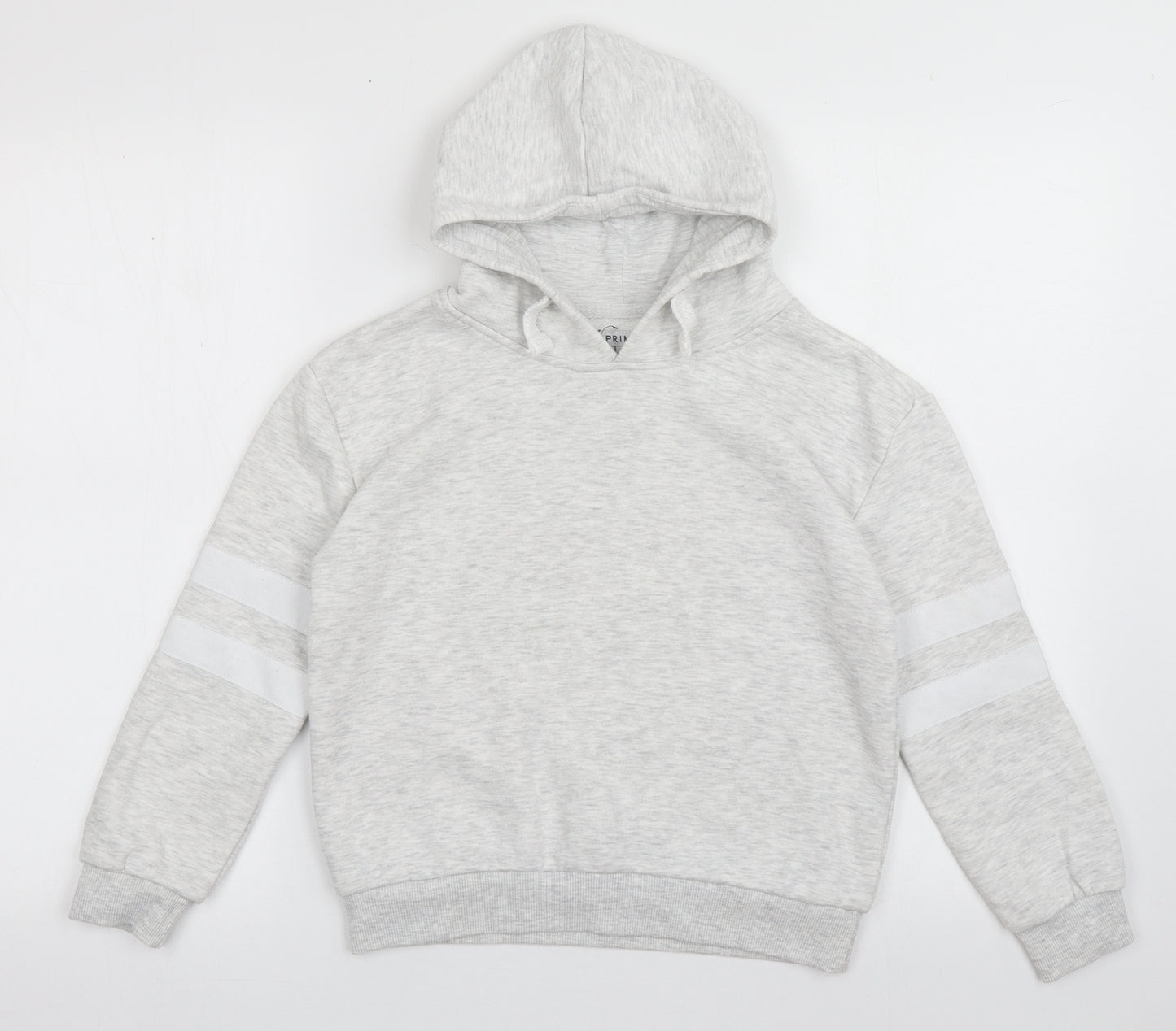 Primark Girls Grey Striped Cotton Pullover Hoodie Size 10-11 Years  Pullover