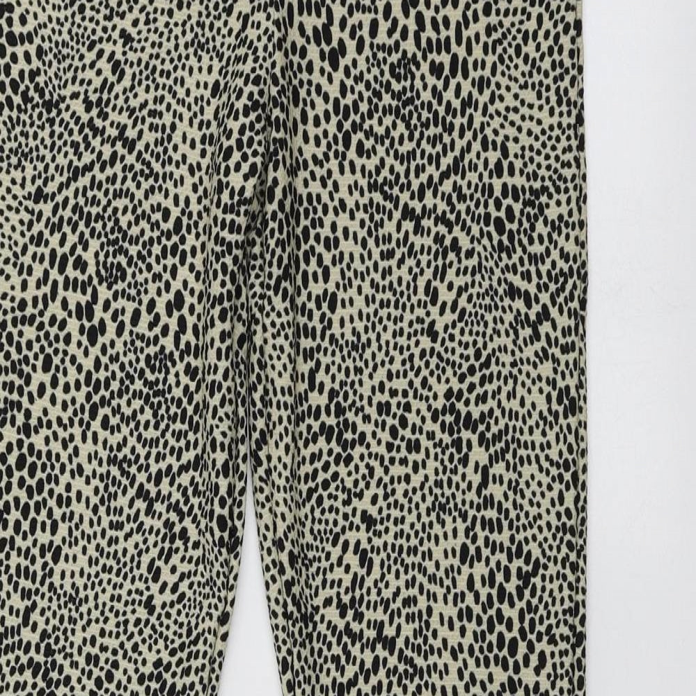 Topshop Womens Brown Animal Print Polyester Trousers  Size 10 L32 in Regular