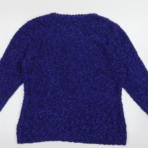 alexara Womens Blue Crew Neck  Acrylic Pullover Jumper Size L