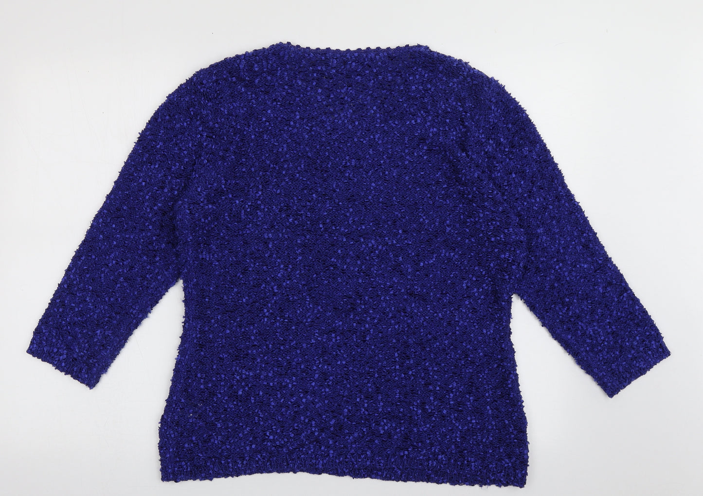 alexara Womens Blue Crew Neck  Acrylic Pullover Jumper Size L