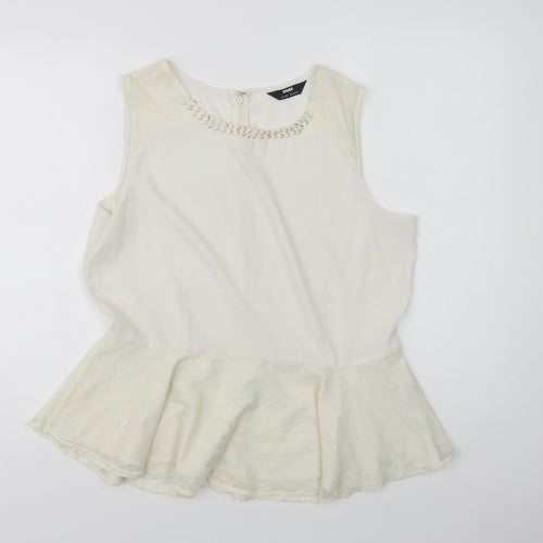 mAX Womens Ivory  Polyester Basic Blouse Size 18 Round Neck - Embellished Neckline