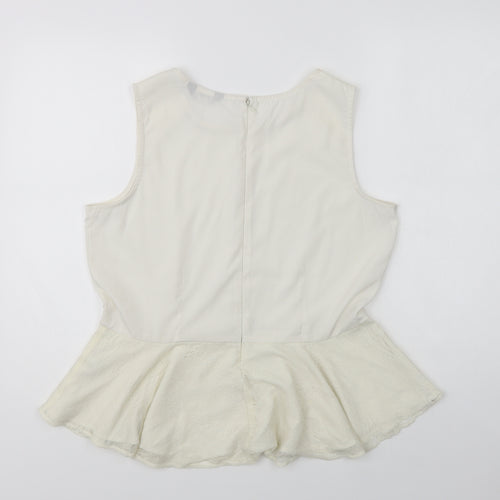 mAX Womens Ivory  Polyester Basic Blouse Size 18 Round Neck - Embellished Neckline