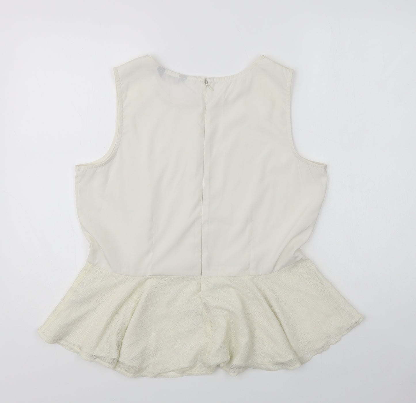 mAX Womens Ivory  Polyester Basic Blouse Size 18 Round Neck - Embellished Neckline