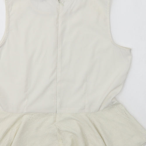 mAX Womens Ivory  Polyester Basic Blouse Size 18 Round Neck - Embellished Neckline