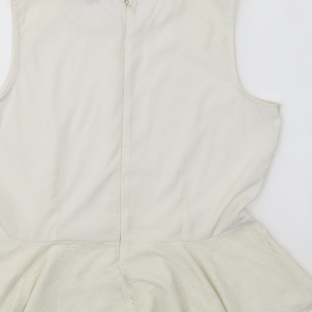 mAX Womens Ivory  Polyester Basic Blouse Size 18 Round Neck - Embellished Neckline