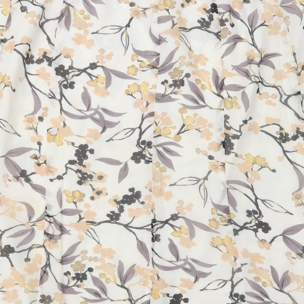 Jacques Vert Womens Ivory Floral Polyester A-Line Skirt Size 18   Button