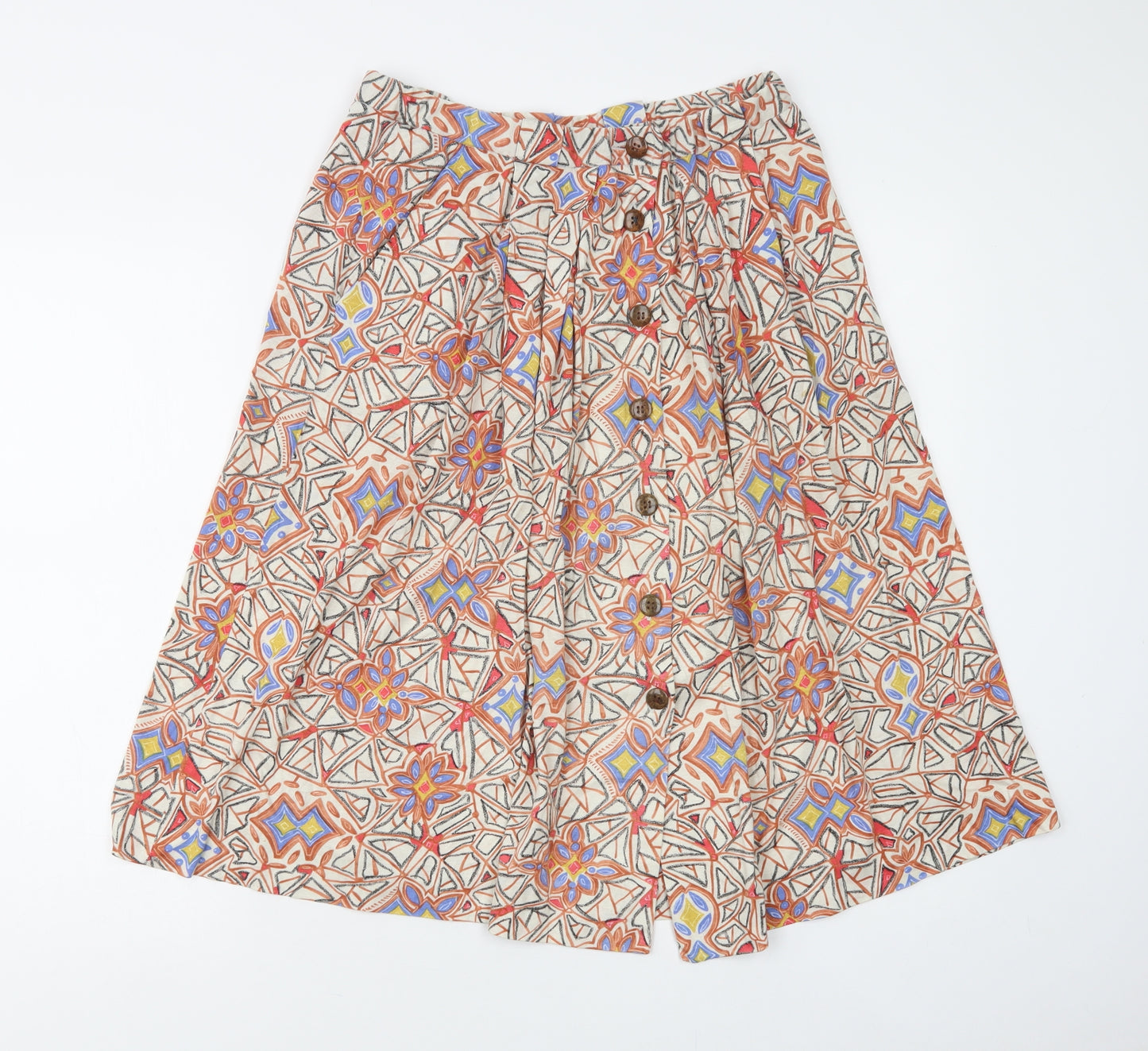 Griffon Womens Multicoloured Geometric  A-Line Skirt Size 14   Button