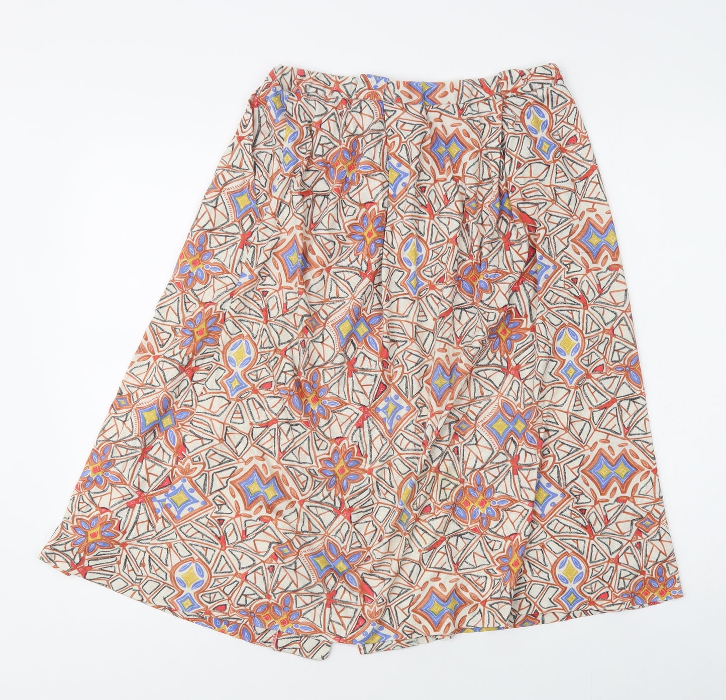 Griffon Womens Multicoloured Geometric  A-Line Skirt Size 14   Button