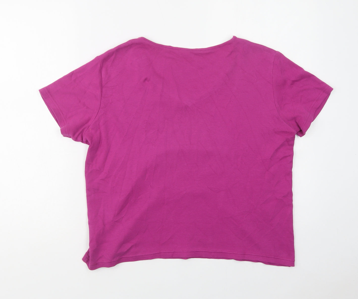 Isle Womens Purple  Cotton Basic T-Shirt Size 16 V-Neck