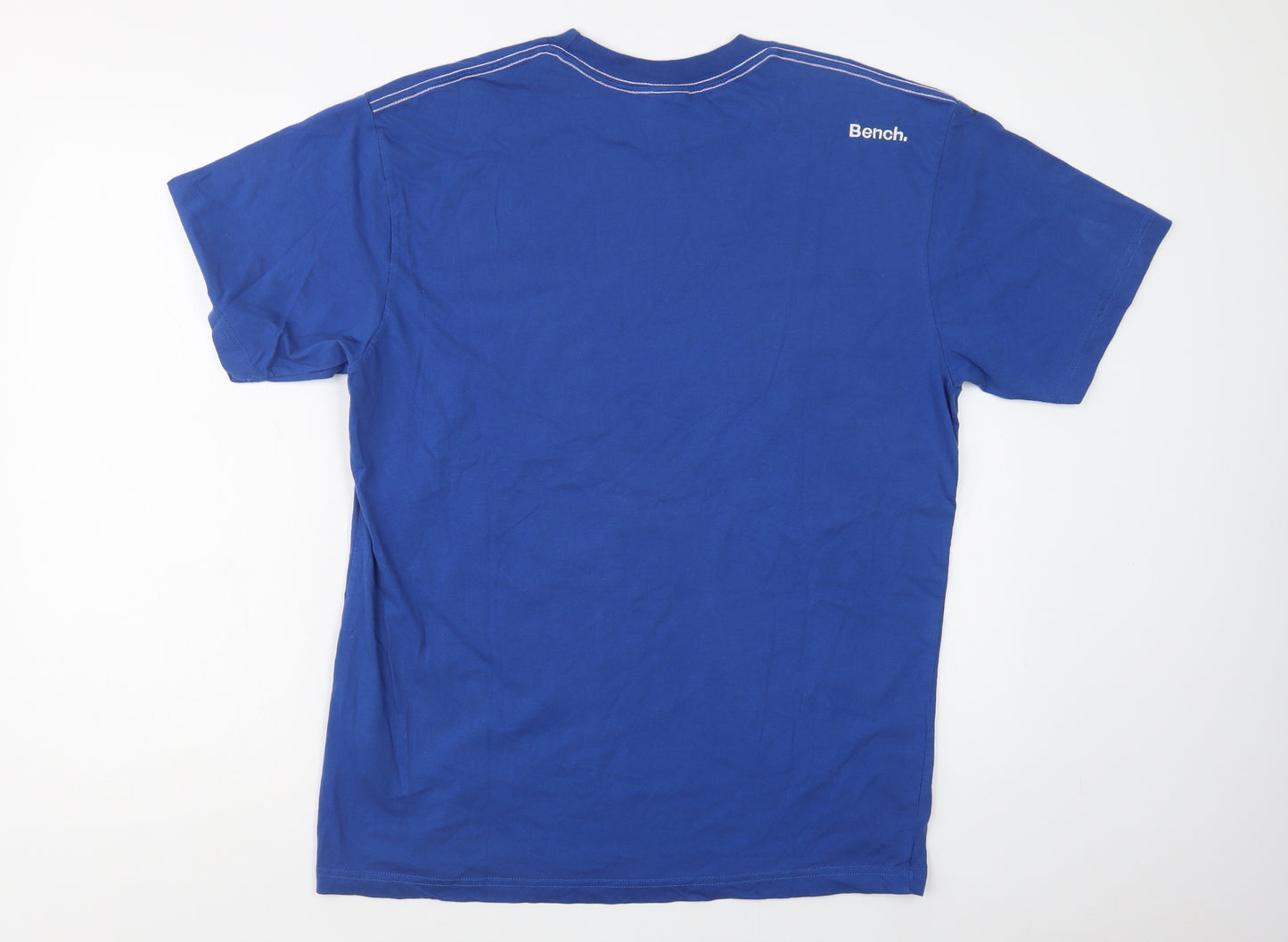 Bench Mens Blue  Cotton  T-Shirt Size L Crew Neck
