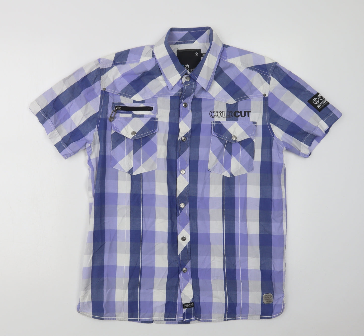 Cold Cut Mens Purple Check Cotton  Button-Up Size M Collared Snap