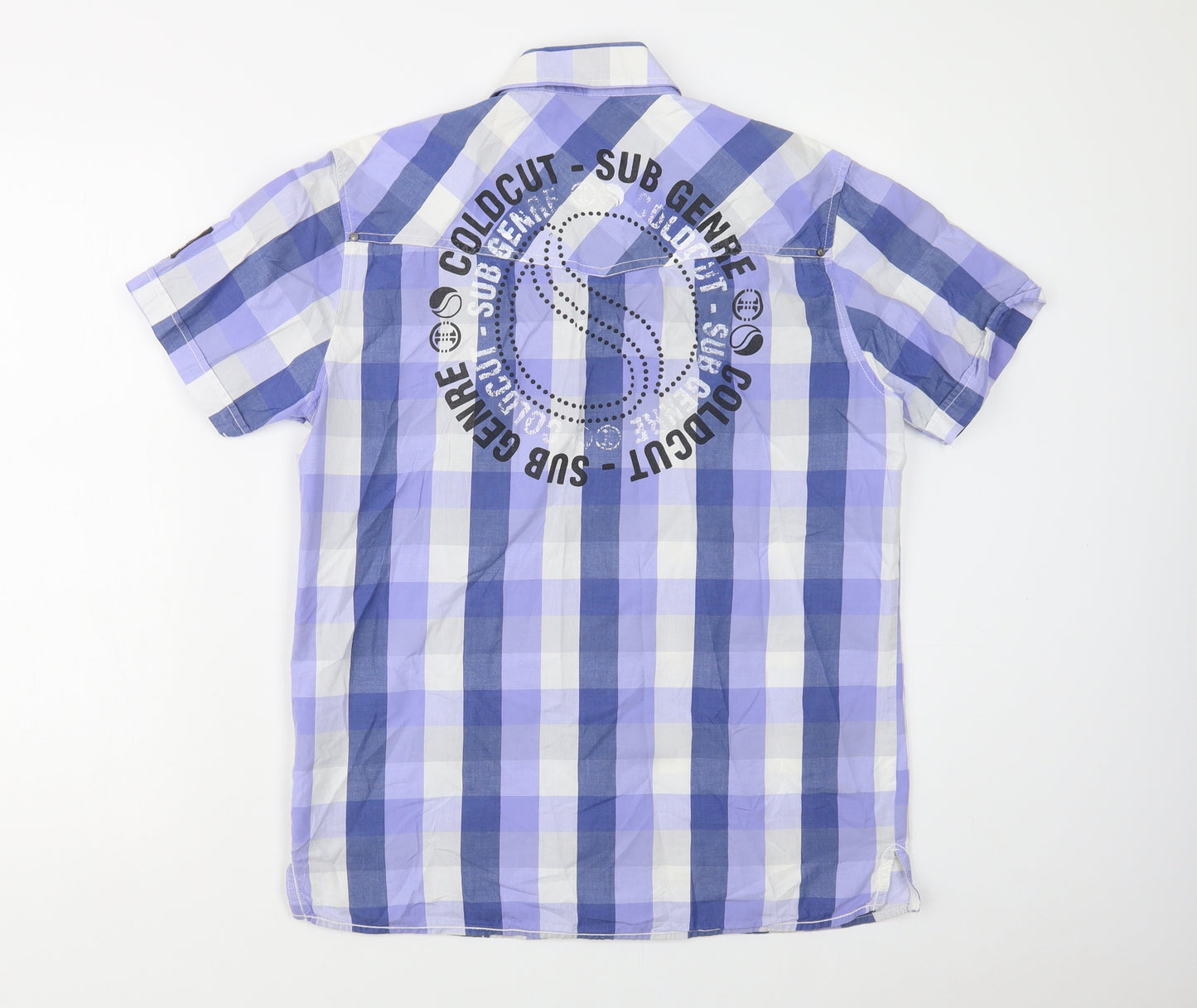 Cold Cut Mens Purple Check Cotton  Button-Up Size M Collared Snap