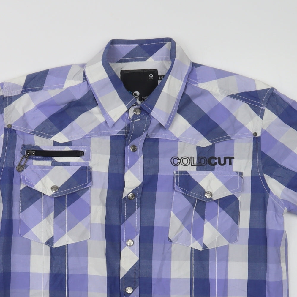 Cold Cut Mens Purple Check Cotton  Button-Up Size M Collared Snap