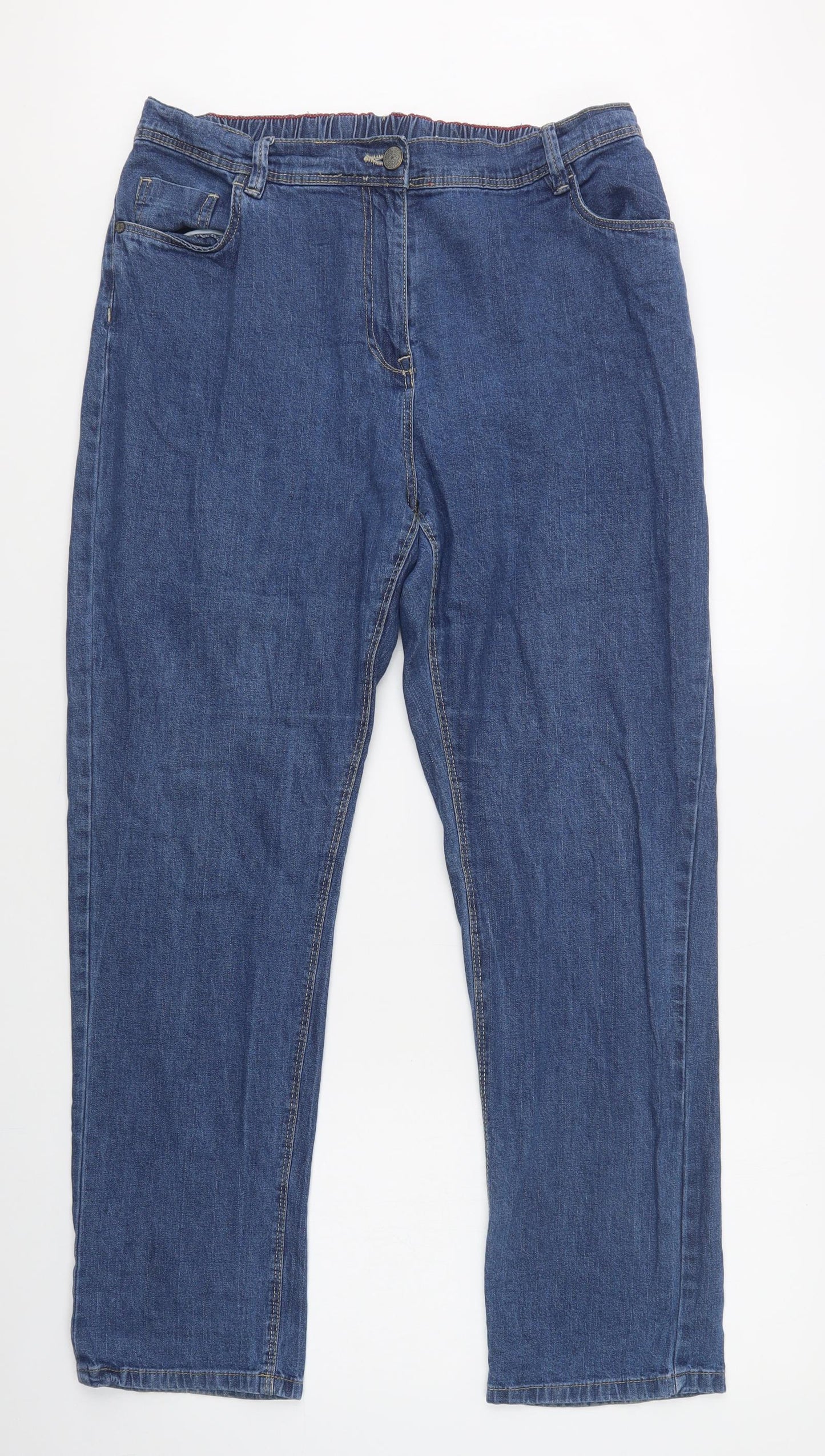 Preworn Womens Blue  Cotton Straight Jeans Size L L30 in Regular Button