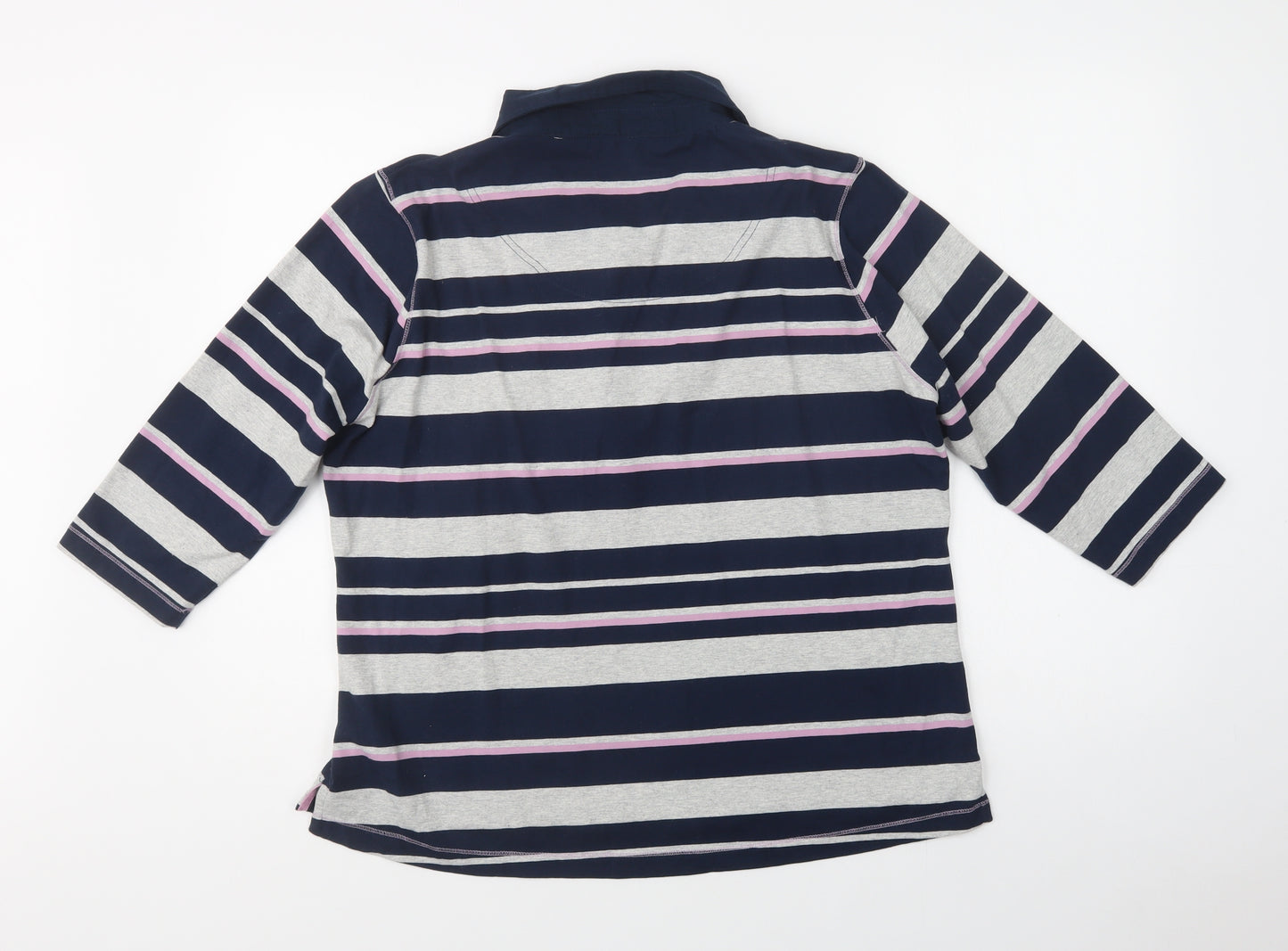 DASH Womens Blue Striped Cotton Basic Polo Size 20 Collared