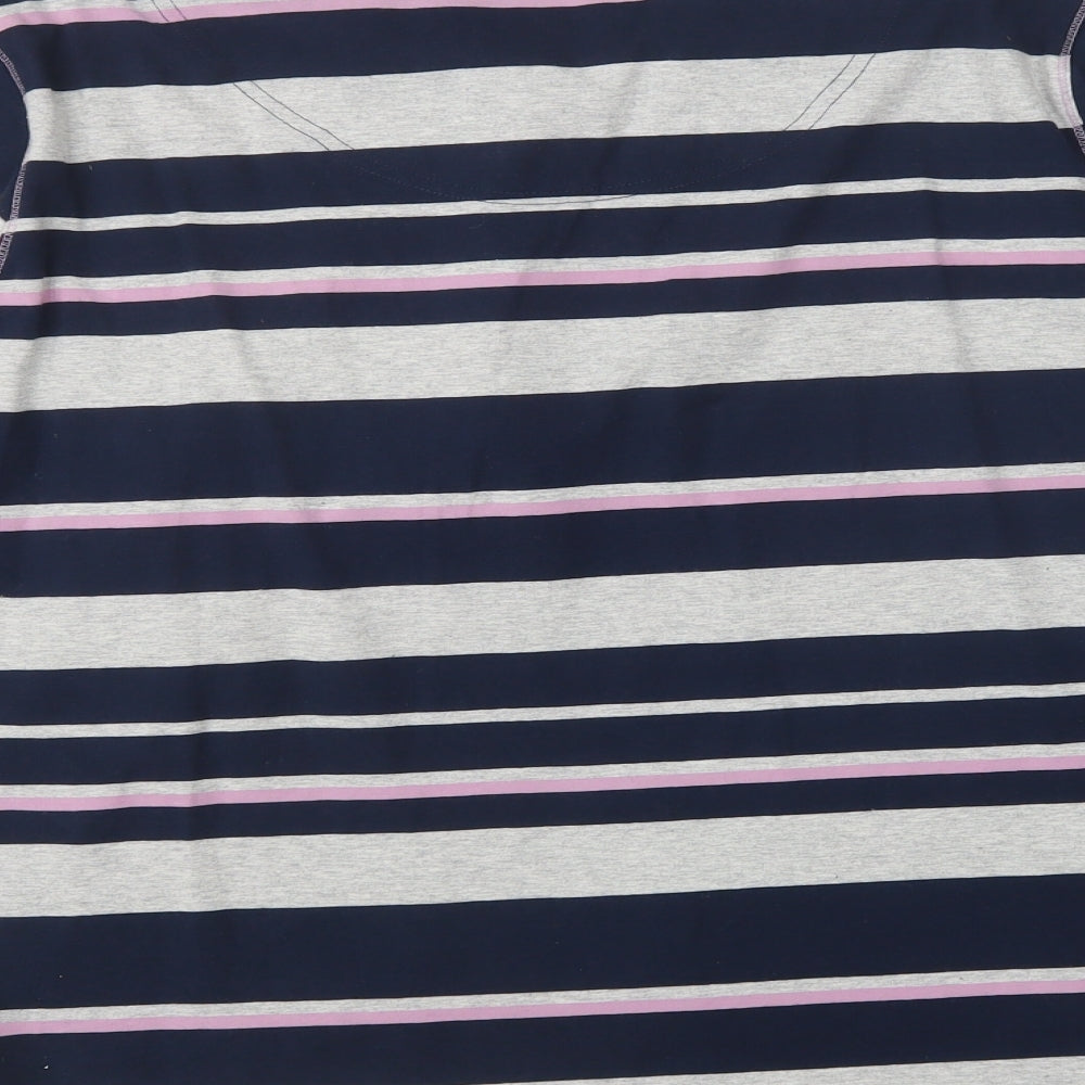 DASH Womens Blue Striped Cotton Basic Polo Size 20 Collared