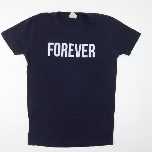 Forever Original Mens Blue  Cotton  T-Shirt Size M Crew Neck