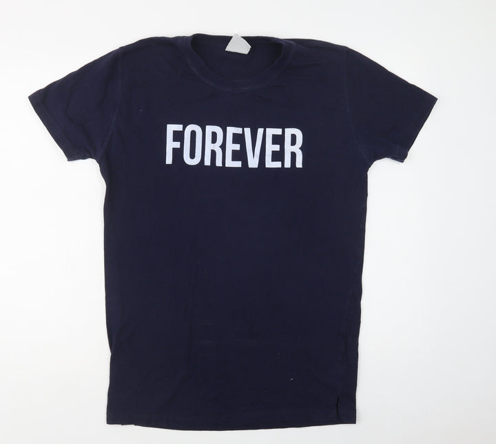 Forever Original Mens Blue Cotton T-Shirt Size M Crew Neck
